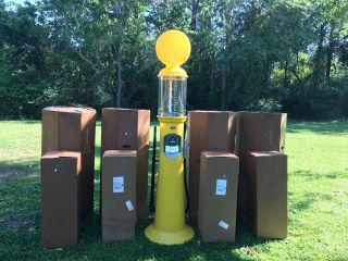 7ft Gas Pump Gumball Vending Machine - Yellow Plastic 4