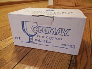 Case Of 6 Chimay Tulip Glasses Goblets Six German Made Ritzenhoff Crystal