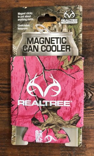 Realtree Camo Magnetic Can Cooler 12 Ounce Can Koozie Paradise Pink Rmc5207