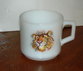 Vintage Fire King Esso Exxon Tiger Mug Milk Glass Cup Gas Advertising