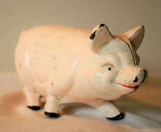 Antique cast iron pink pig still piggy bank Advertising Norco Foundry,  Pottstown 2