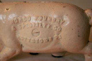 Antique cast iron pink pig still piggy bank Advertising Norco Foundry,  Pottstown 6