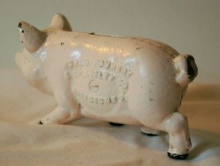 Antique cast iron pink pig still piggy bank Advertising Norco Foundry,  Pottstown 7