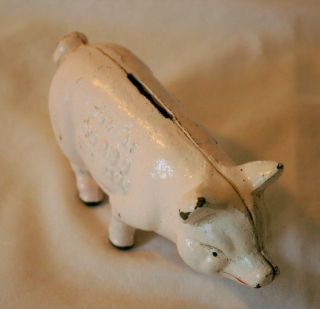 Antique cast iron pink pig still piggy bank Advertising Norco Foundry,  Pottstown 8