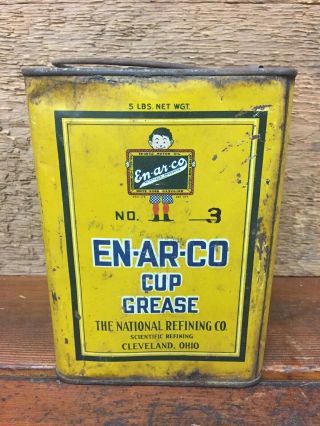 Vintage Early White Rose Enarco Cup Grease 5lb Grease Oil Can - Cleveland,  Ohio