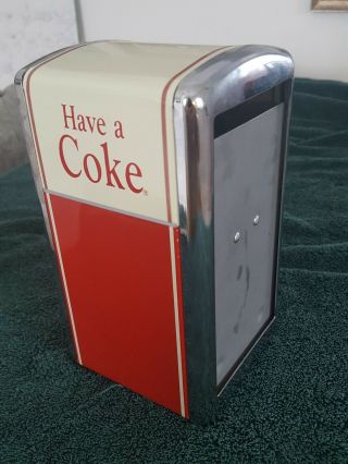 Vintage Coca - Cola ® 1992 Metal Napkin Holder Dispenser Have A Coke 7 1/4” Tall