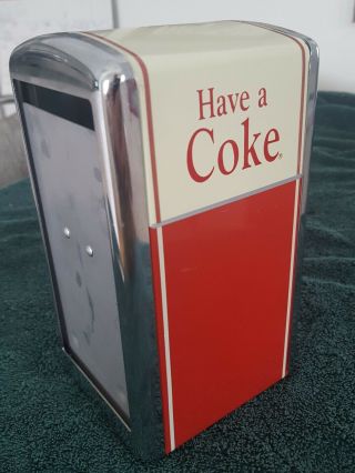 Vintage Coca - Cola ® 1992 Metal Napkin Holder Dispenser Have A Coke 7 1/4” Tall 2