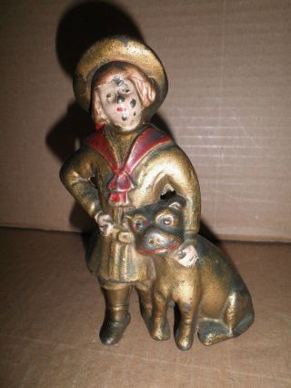 Great Old Cast Iron Buster Brown & Tige Still Bank 1910 - 1932