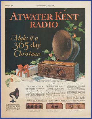 Vintage 1926 Atwater Kent Radio Tube Model 20 30 32 35 H Speaker Print Ad 1920 