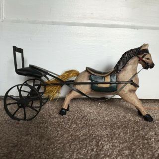 Vintage Buggy And Horse,  Wooden Toy,  Handmade,  Folk Art,  Rustic