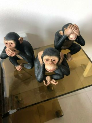 3 Wise Monkeys - Hear,  Speak,  See,  No Evil - Detailed Figurines Up To 7 " High Approx
