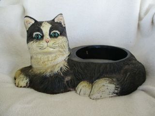 Vintage Cast Iron Cat Feeder Dish Holder,