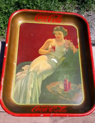 Rare Vintage Coca Cola Serving Tray - 1936