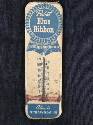 Pabst Blue Ribbon Vintage Antique Beer Thermometer 12”x4”