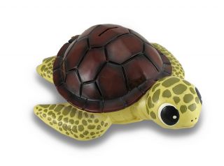 Zeckos Baby Brown Shell Sea Turtle Coin Bank Statue Childrens Piggy Bank
