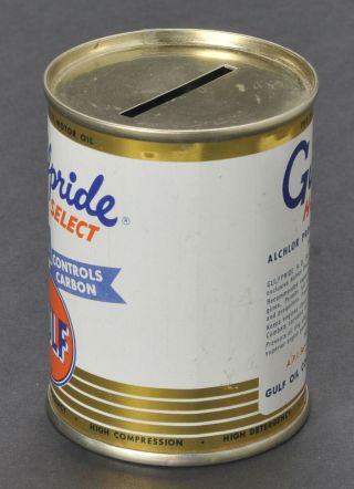 Vintage Gulf Oil Gulfpride Miniature Tin Can Bank Advertising 2