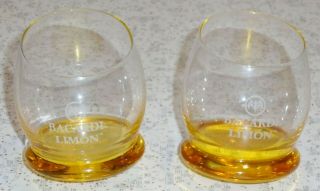 Bacardi Limon Liquor Glasses Roly Poly Bottoms 4 Oz.  Set Of 2 Glasses