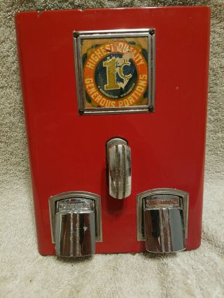 Vintage Red Northwestern Vending Machine 1 Cent Porclian Front