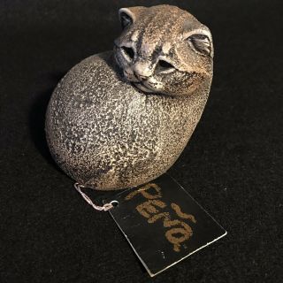 Windstone Editions Tiger Cat M.  Pena Mineral Stone Hand Painted With Tag