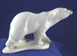 Large Polar Bear " Tunnie " Sniffing The Air - Made To Look Like Hand Carved Stone