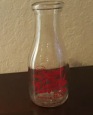 Vintage Milk Bottle Winfield Dairy Winfield,  Kansas War Bond Promotion 3