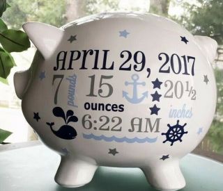 Personalized Piggy Bank Custom Newborn Birth Stats Gift Baby Keepsake 5