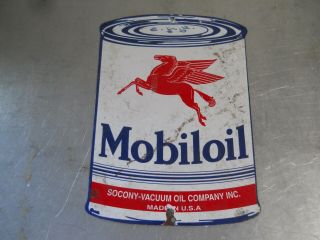 Enamel Porcelain Mobiloil Sign With Pegasus Flying Red Horse Socony Vacuum Oil