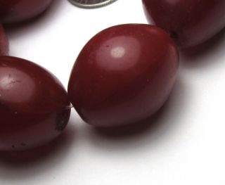 7 Rare Large Stunning Old Cherry Red Ethiopian Oval Bohemian Antique Egg Beads