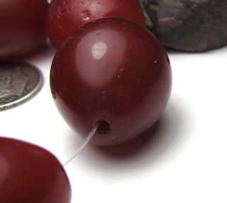 7 RARE LARGE STUNNING OLD CHERRY RED ETHIOPIAN OVAL BOHEMIAN ANTIQUE EGG BEADS 2