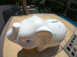Tiffany & Co.  Este Ceramiche Elephant Piggy Bank Green Dot ITALY 5