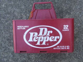 Vintage Dr Pepper Bottle Carrier Plastic Bottle Crate Portable 6 X 32 Oz Bottles