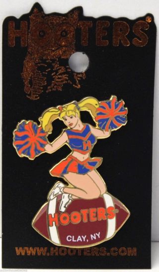 Sexy Hooters Girl Cheerleader Football Clay,  Ny Label Pin -