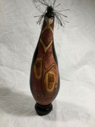 Collectible Penguin - Hand - Painted Gourd Folk Art Penguin - Detail