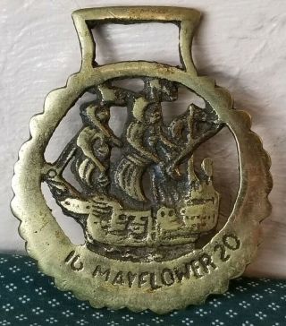 Horse Harness Brass Medallion Bridle Ornament Ship Mayflower