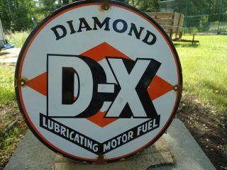 Vintage Diamond D - X Motor Fuel Porcelain Gas Station Pump Sign Gasoline Oil