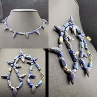 Lovely Necklace Ancient Roman Lapis Lazuli Stone Beads 48