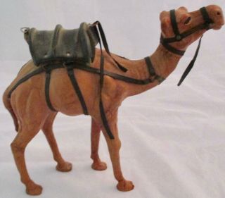 Vintage Handmade Leather Camel Saddle Protruding Glass Eyes 12 " Tall