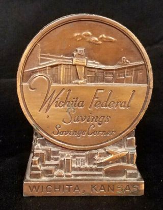 Rare Vintage Banthrico Wichita Federal Savings 20th Anniversary Metal Bank,  1954