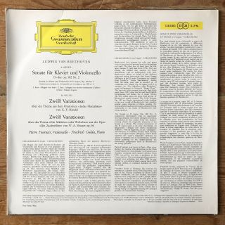 Fournier Gulda Beethoven Cello Sonata No.  2 LP / DGG 138 083 SLPM / Red Stereo 2