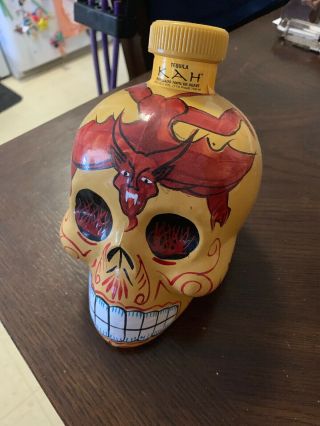 Kah Tequila Bottle - Day Of The Dead Skull - Red Devil - Dia De Los Muertos 750ml
