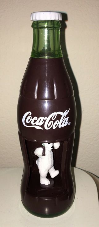 Vintage Coca Cola Coke Bottle Wind Up Toy With Rotating Polar Bear 2000