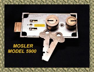 Mosler 5900 Bank Safety Deposit Box Lock With Two Flat Keys,  / Vintage Lock