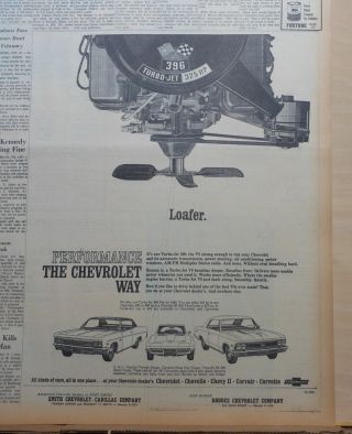 1966 Newspaper Ad For Chevrolet - 396 Engine,  Caprice,  Corvette,  Chevelle
