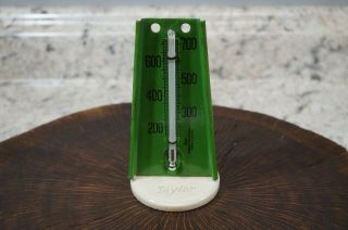 Vtg Taylor Cooking Thermometer 100 - 700 Temps Green Porcelain W/ White Stand