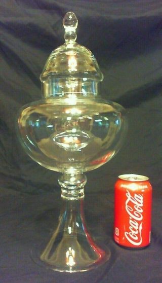 Large Drug Store Clear Glass Apothecary Jar 16 - 1/2 " Tall,  &