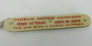 rare PIERCE MOTOR COMPANY Car Chrysler Plymouth Antique celluloid Letter Opener 4