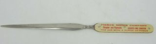 rare PIERCE MOTOR COMPANY Car Chrysler Plymouth Antique celluloid Letter Opener 6