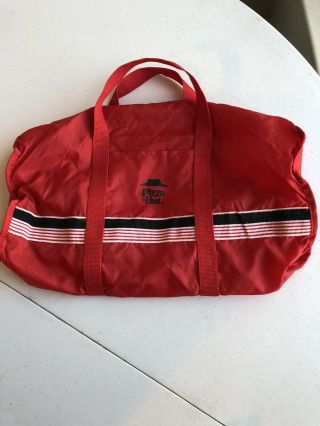Vintage Retro Pizza Hut Red Nylon Duffle Gym Bag With Stripe 80’s Zip