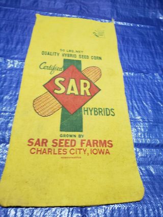 Sar Seed Corn Sack Bag Cloth Farm Feed Charles City Iowa 56 Lbs Rat Mouse Proof