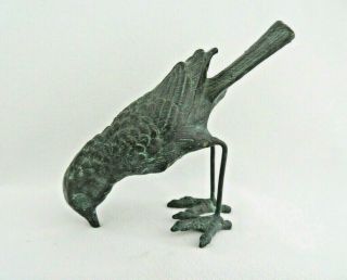 Bronze Verdigris Finish On Cast Iron Metal Sparrow Bird Figurine
